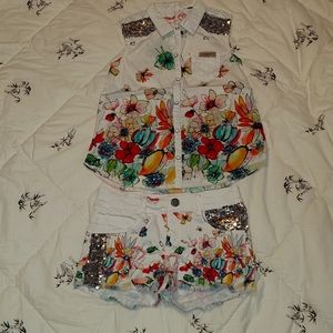 Desigual girls denim summer set size 7/8